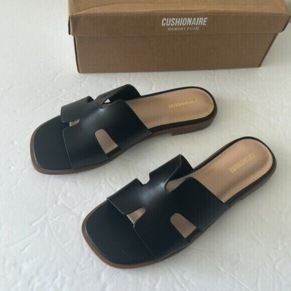 CUSHIONAIRE Voyage slide sandal Memory Foam Black Shoes Sz. 8M - Picture 2 of 11